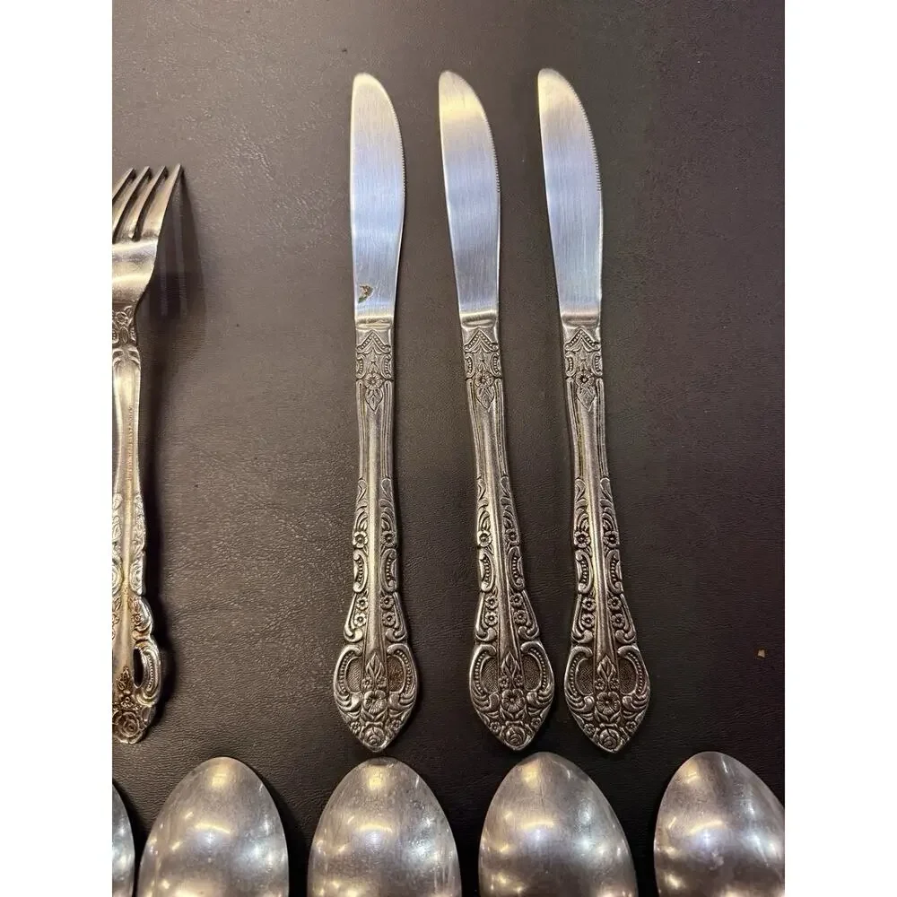 Vintage Stainless Steel Japan Flatware Lot 16 Pieces Ornate Floral Silverware